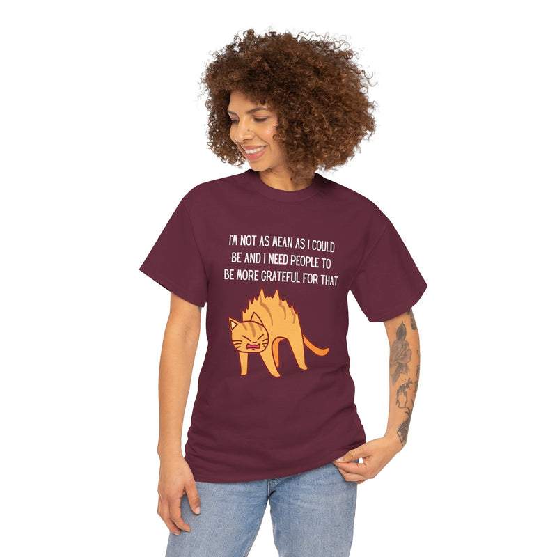 Sassy Cat Attitude T-Shirt — "I’m Not As Mean As I Could Be" Graphic Tee