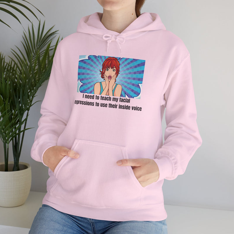 Pop Art Hoodie — 'Facial Expressions' Graphic Hooded Sweatshirt