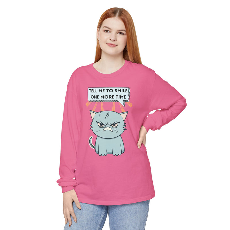 Grumpy Cat "Tell Me To Smile One More Time" Long Sleeve Tee