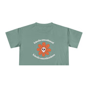 Crop Tee — 'Kinda Emotional, Kinda Emotionless' Retro Flower Skull Graphic T-shirt Top