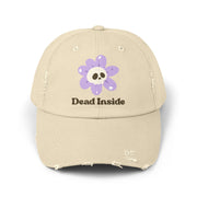 Dead Inside Skull Flower Distressed Cap — Baseball Hat