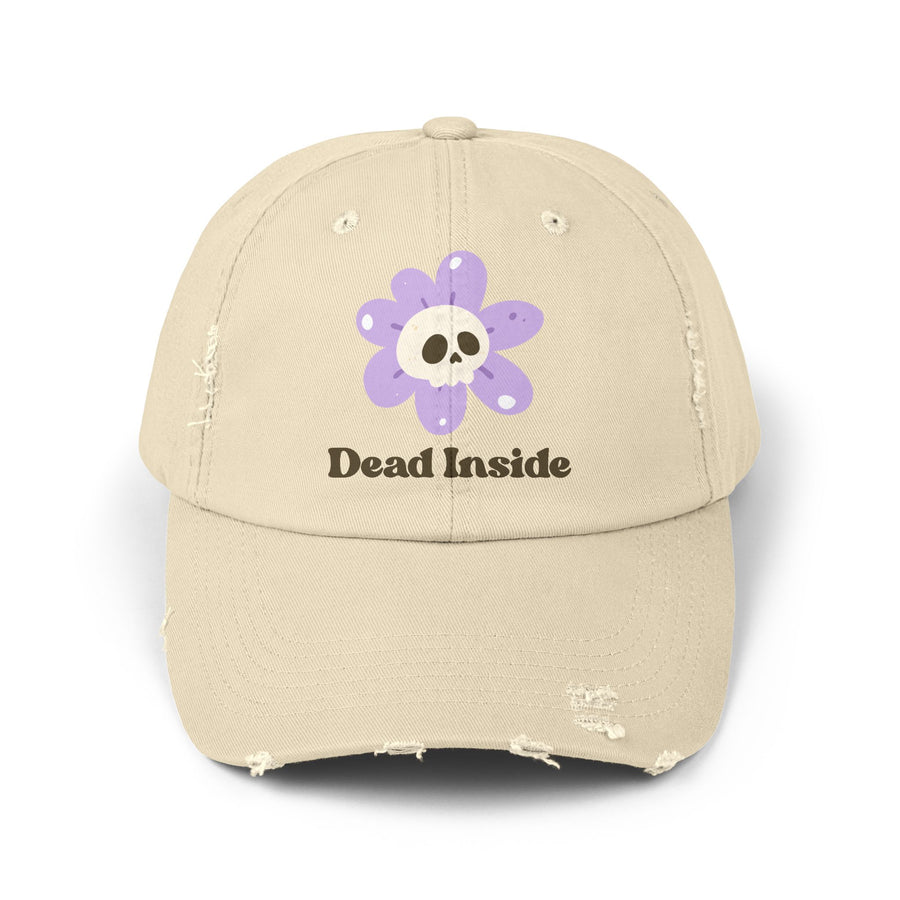 Dead Inside Skull Flower Distressed Cap — Baseball Hat