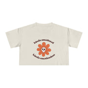 Crop Tee — 'Kinda Emotional, Kinda Emotionless' Retro Flower Skull Graphic T-shirt Top