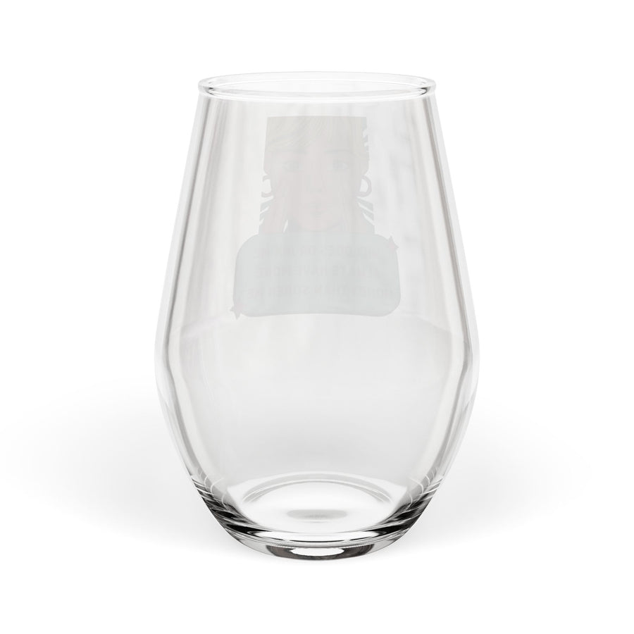 Stemless Wine Glass – Funny Pop Art Quote: “Why Does Drunk Me Always Have More Money Than Sober Me?”