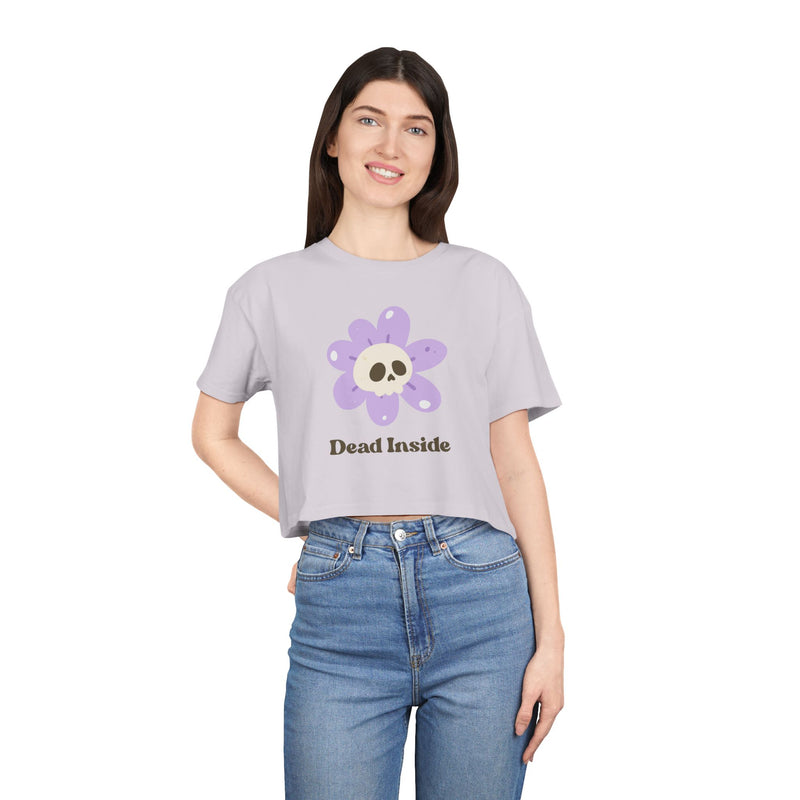 Dead Inside Floral Skull Crop Tee — Women's Graphic T-Shirt Top