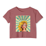 Retro Pop Art Crop Top T-shirt — “I Wanna Be 14 Again and Ruin My Life Differently” Graphic Tee