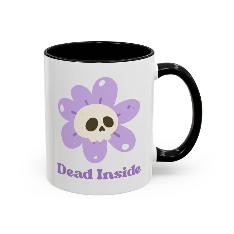 Coffee or Tea Mug — "Dead Inside" Floral Skull Accent Mug