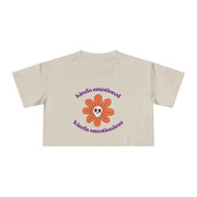 Crop Tee — 'Kinda Emotional, Kinda Emotionless' Retro Flower Skull Graphic T-shirt Top