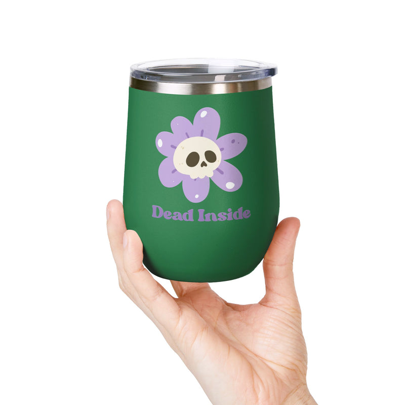 "Dead Inside" Floral Skull Wine Tumbler - Stainless Steel Insulated Outdoor Wine Cup - Pairs Perfectly with Patio for Day Drinking