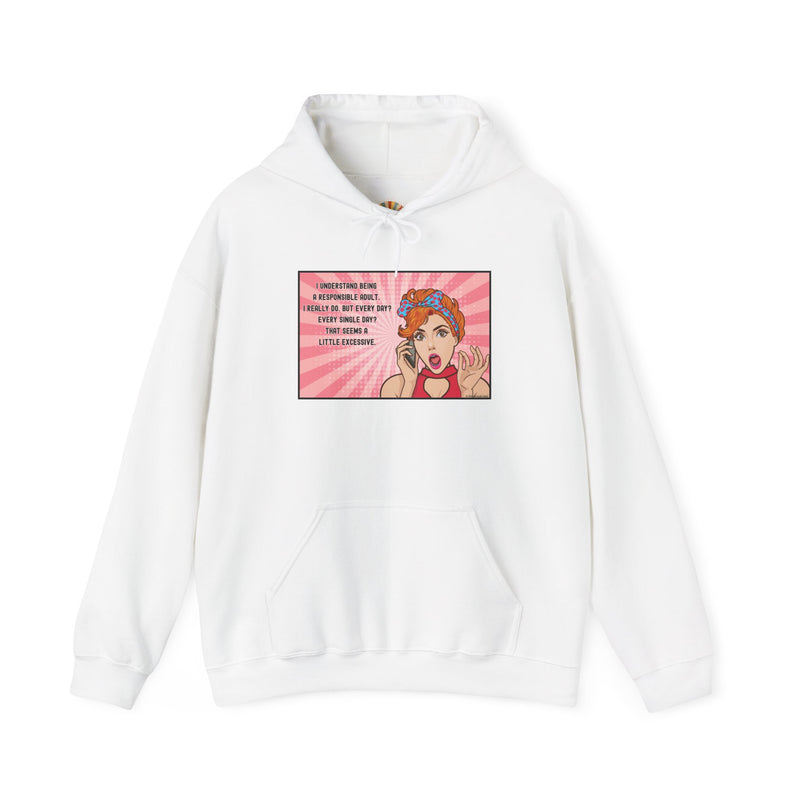 Retro Pop Art Hooded Sweatshirt — "Responsible Adult..." Graphic Hoodie
