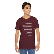 T‑Shirt — 'I used to think adulthood was one crisis after another' Minimal Text Tee