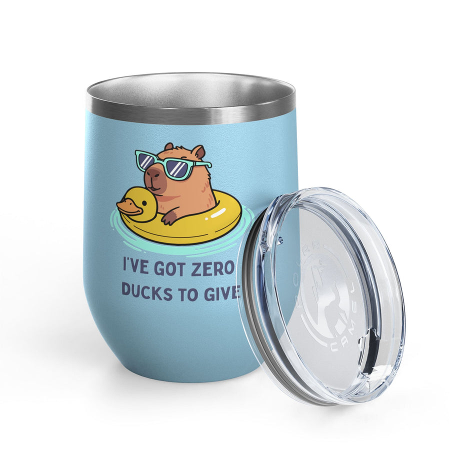"I've Got Zero Ducks to Give" Rubber Duckie Wine Tumbler - Stainless Steel 12oz
