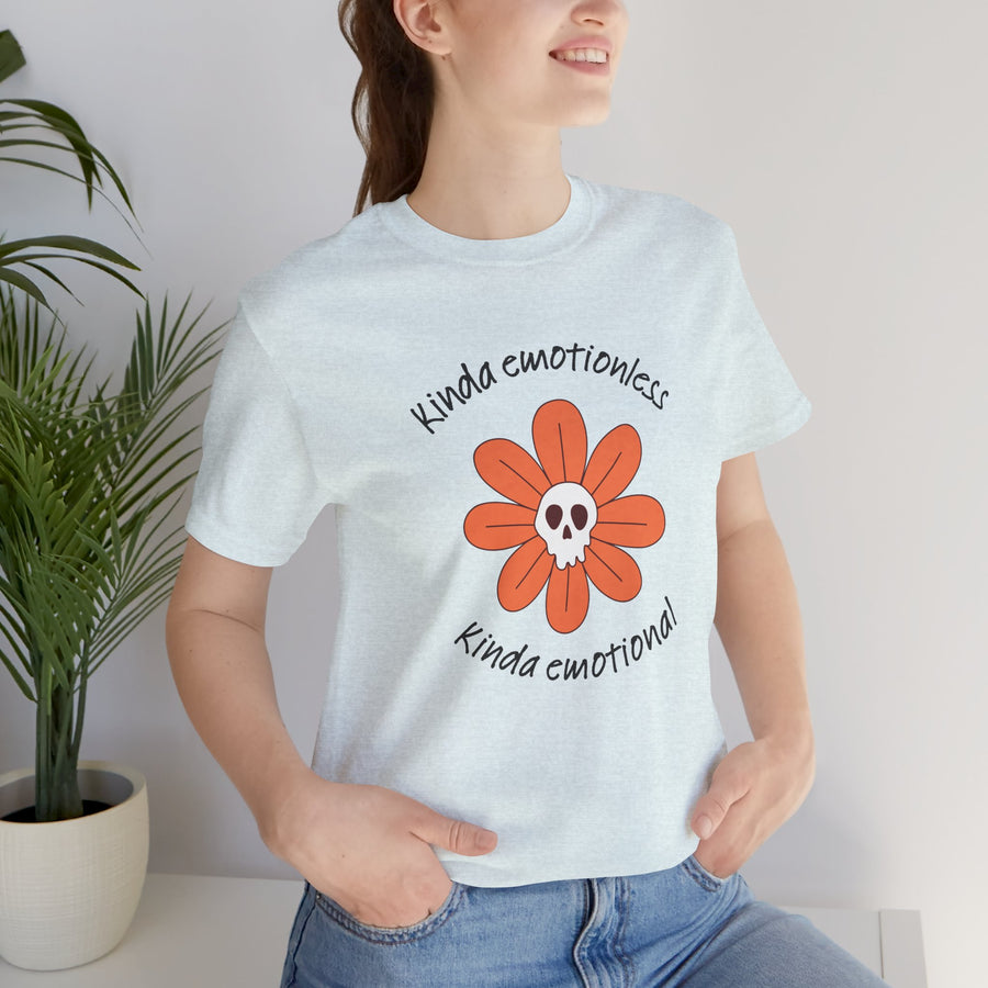 Graphic Tee - Kinda Emotionless Kinda Emotional Floral Skull Mental Health Awareness T-Shirt