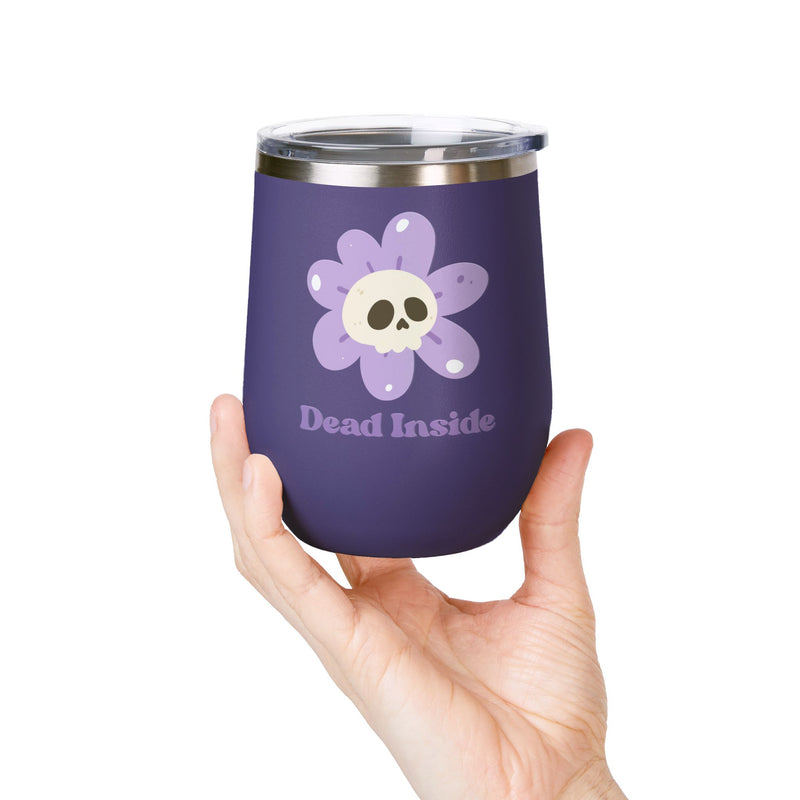 "Dead Inside" Floral Skull Wine Tumbler - Stainless Steel Insulated Outdoor Wine Cup - Pairs Perfectly with Patio for Day Drinking