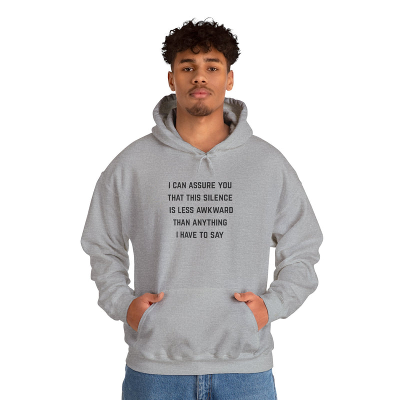 "Awkward Silence" Hoodie - Unisex Heavy Blend™ Minimalist Graphic Text Hooded Sweatshirt