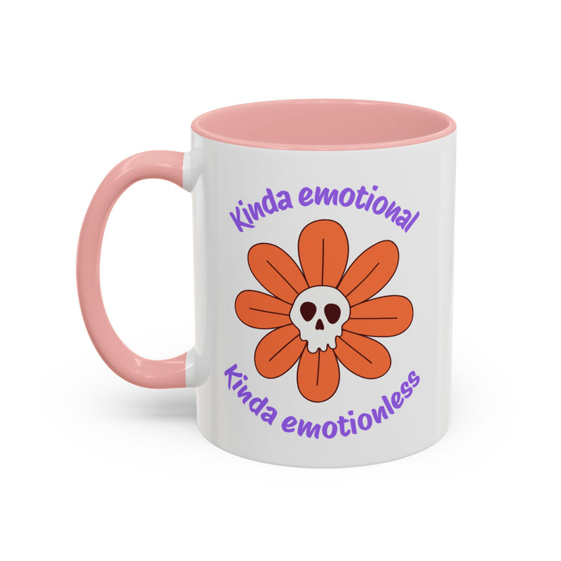 Coffee or Tea Mug — "Kinda Emotional, Kinda Emotionless" Floral Skull Accent Mug