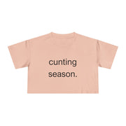 Women's Crop Tee — "Cunting Season" Subtle White Minimalist Text T-shirt Top
