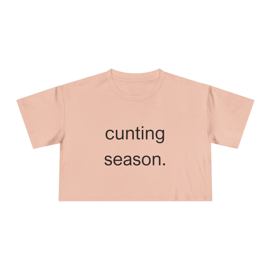 Women's Crop Tee — "Cunting Season" Subtle White Minimalist Text T-shirt Top