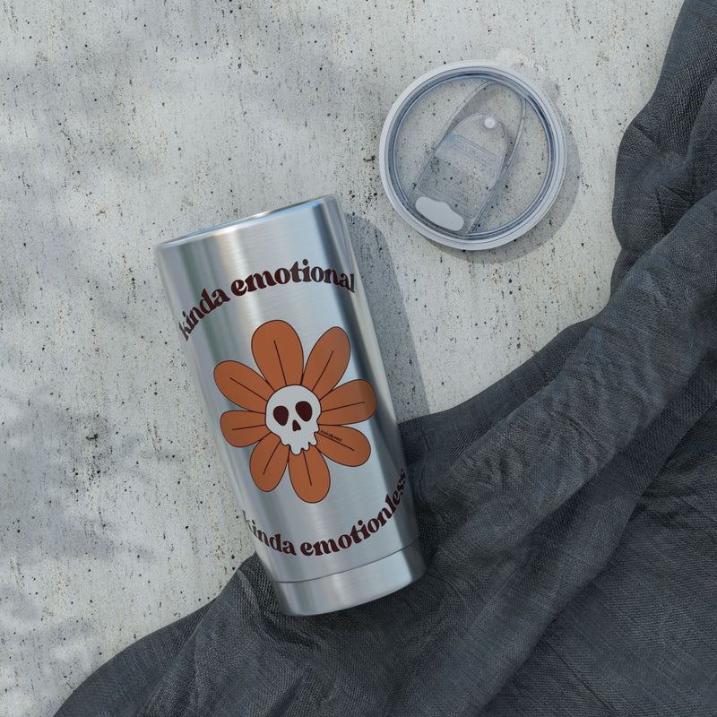 20oz Vagabond Tumbler - "Kinda Emotional Kinda Emotionless" Flower Skull Insulated Traveler Cup