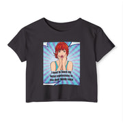Festival Crop Top T-shirt — "I Need to Teach My Facial Expressions to Use Their Inside Voice" Pop Art Graphic Tee
