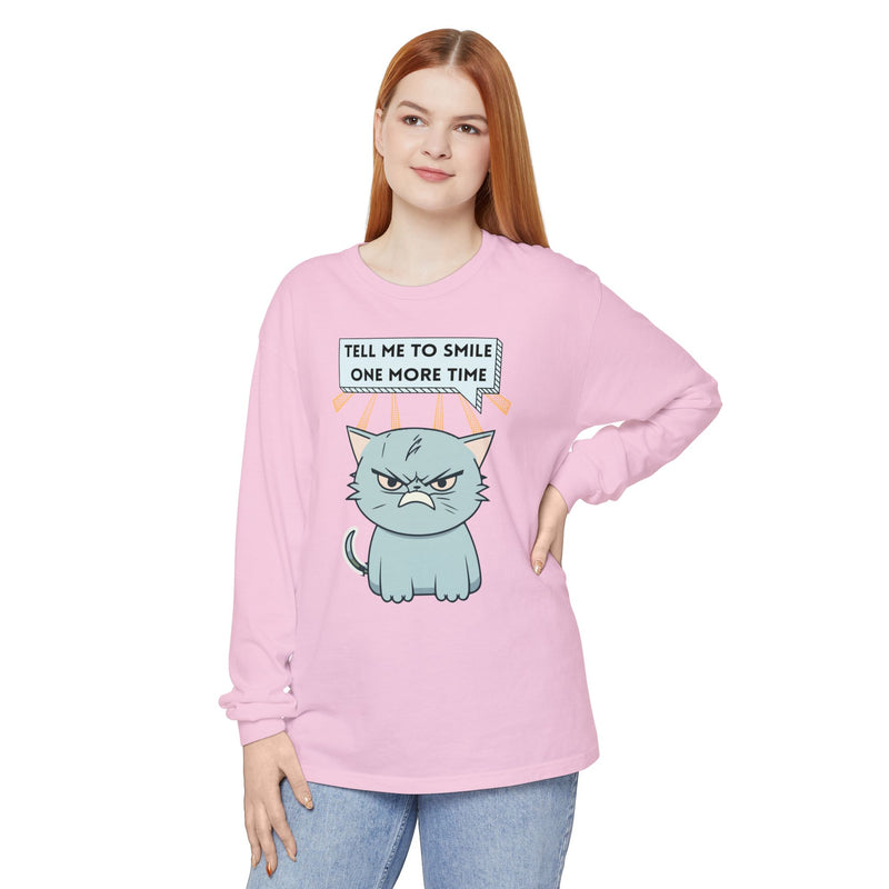 Grumpy Cat "Tell Me To Smile One More Time" Long Sleeve Tee