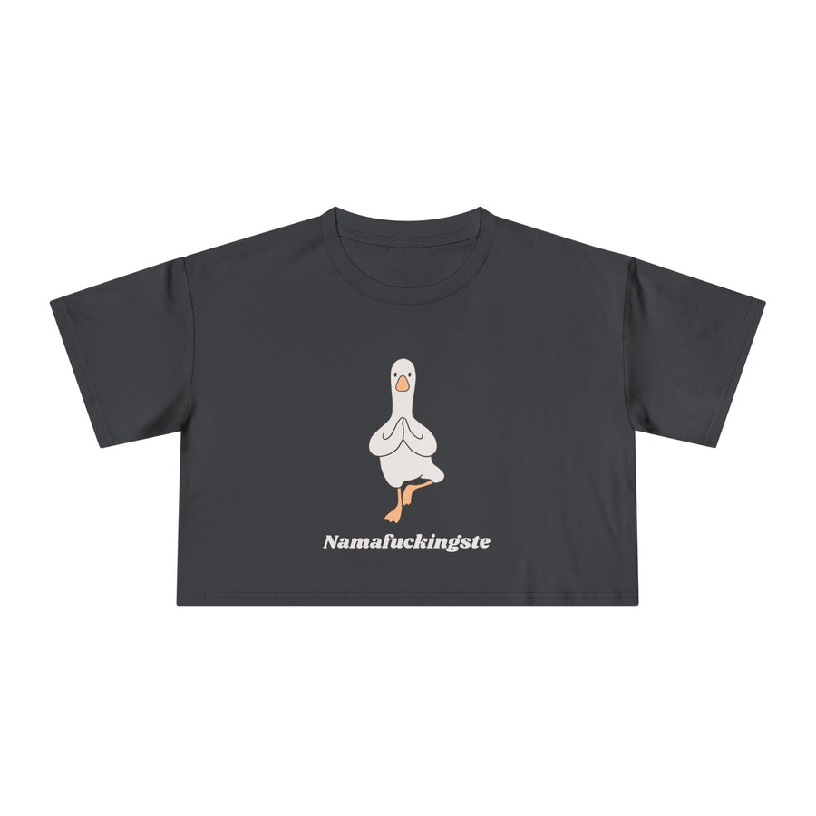Yoga Duck Women's Crop Tee — 'Namafuckingaste' Graphic T-shirt Top