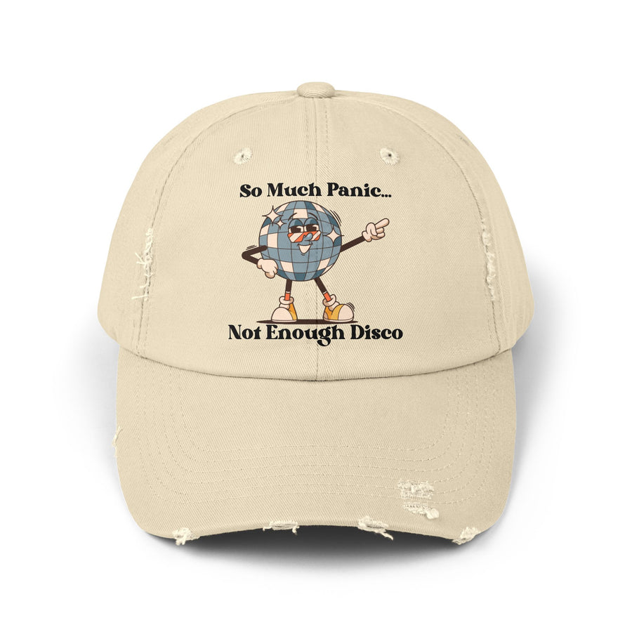 Distressed Cap — "So Much Panic... Not Enough Disco" Retro Disco Baseball Hat