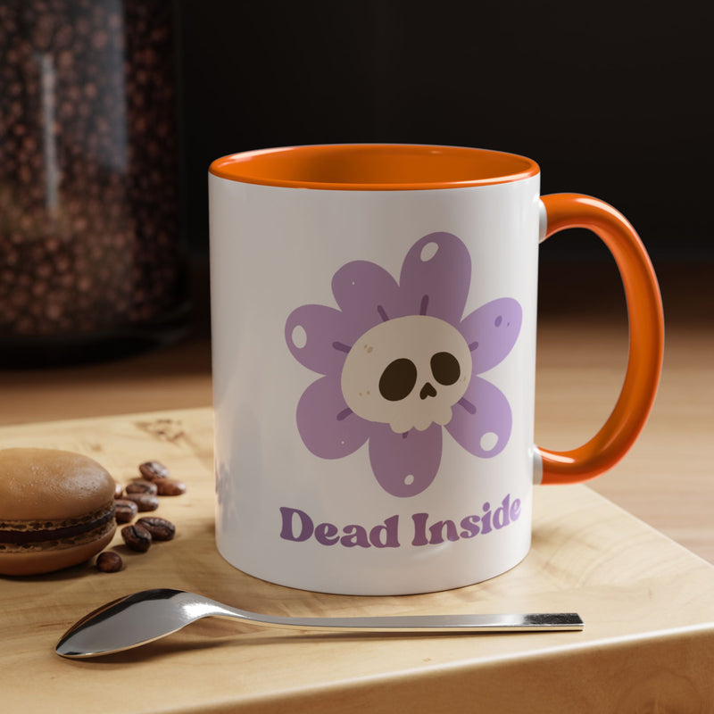Coffee or Tea Mug — "Dead Inside" Floral Skull Accent Mug
