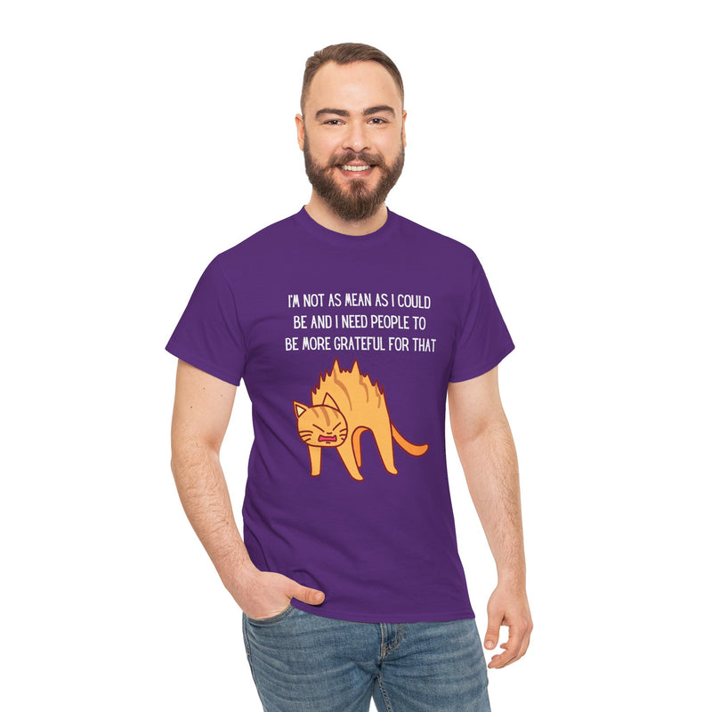 Sassy Cat Attitude T-Shirt — "I’m Not As Mean As I Could Be" Graphic Tee