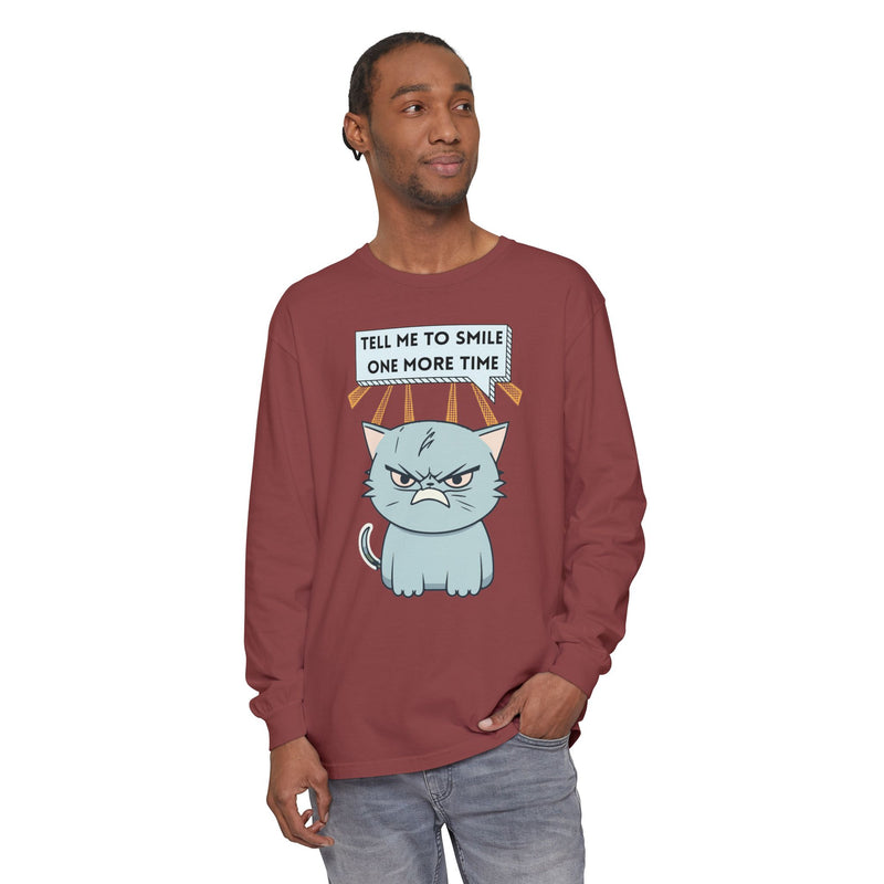 Grumpy Cat "Tell Me To Smile One More Time" Long Sleeve Tee
