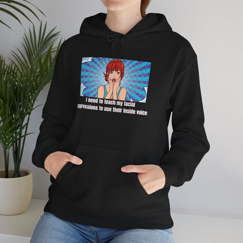 Pop Art Hoodie — 'Facial Expressions' Graphic Hooded Sweatshirt