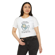 Women's Crop Top T-shirt — 'I Knew Who I Was This Morning' Wonderland Graphic Tee