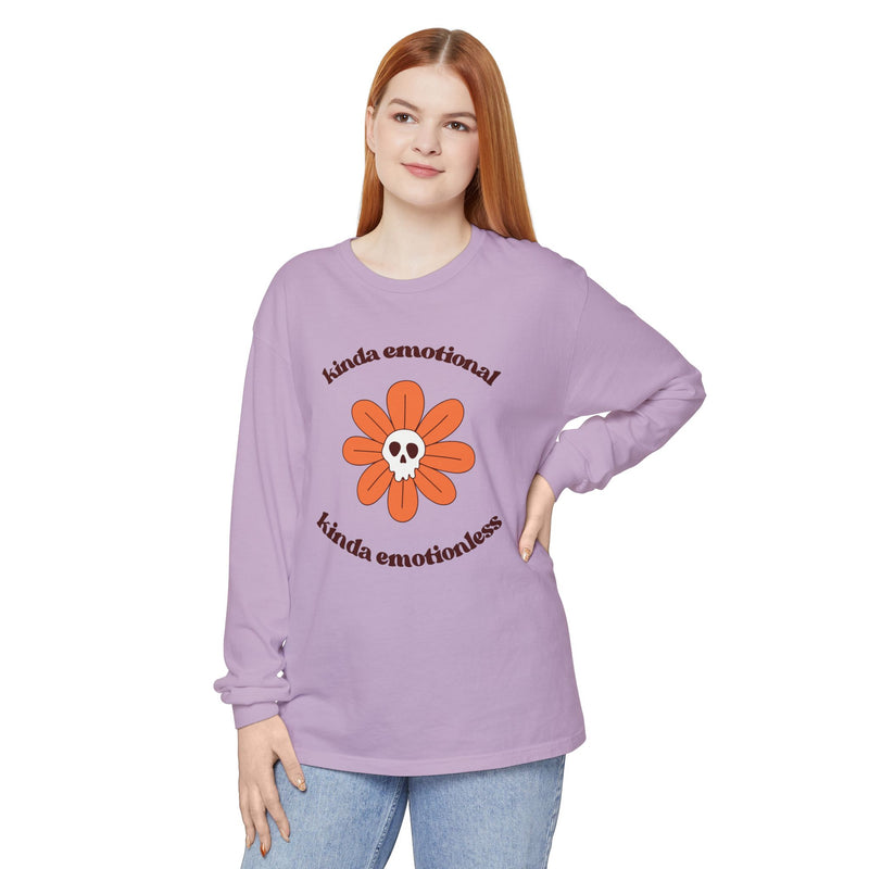 Daisy Skull T-Shirt "Kinda Emotional Kinda Emotionless" Long Sleeve Tee