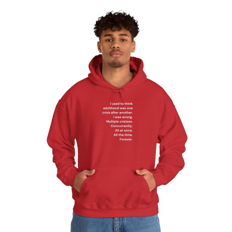 Graphic Text Hoodie — 'Adulthood' Hooded Sweatshirt