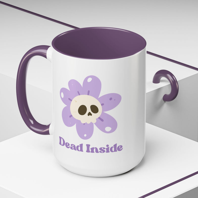 Coffee or Tea Mug — "Dead Inside" Floral Skull Accent Mug