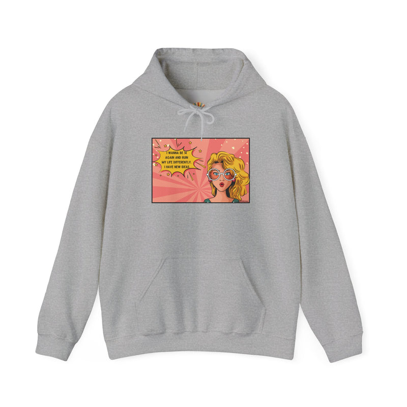 Retro Pop Art Hoodie — "I Wanna Be 14 Again..." Graphic Hooded Sweatshirt