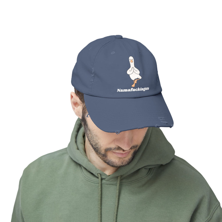 Distressed Cap — 'Namafuckingste' Yoga Goose Baseball Hat