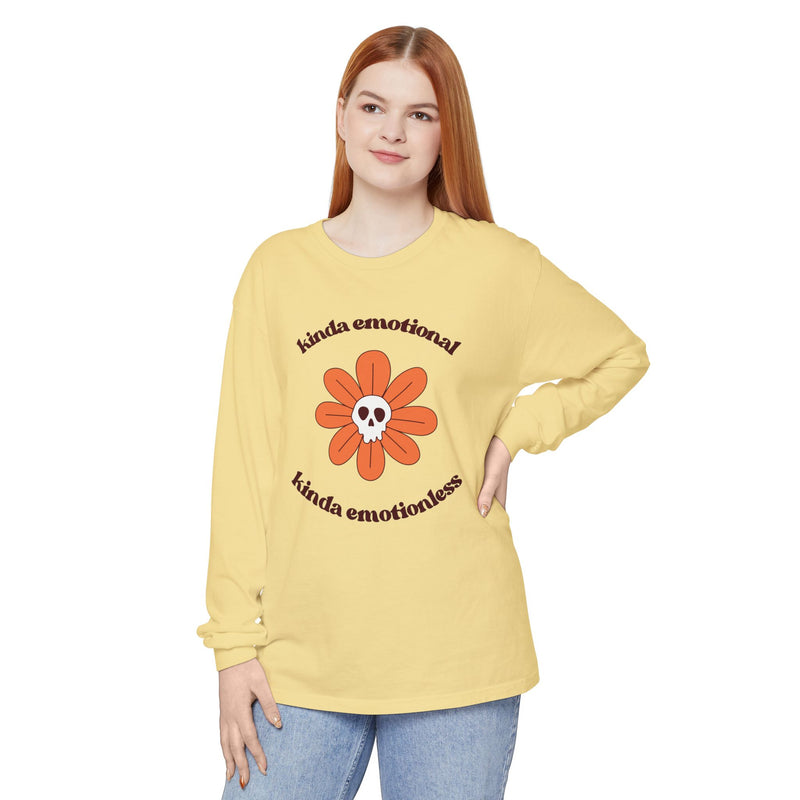 Daisy Skull T-Shirt "Kinda Emotional Kinda Emotionless" Long Sleeve Tee