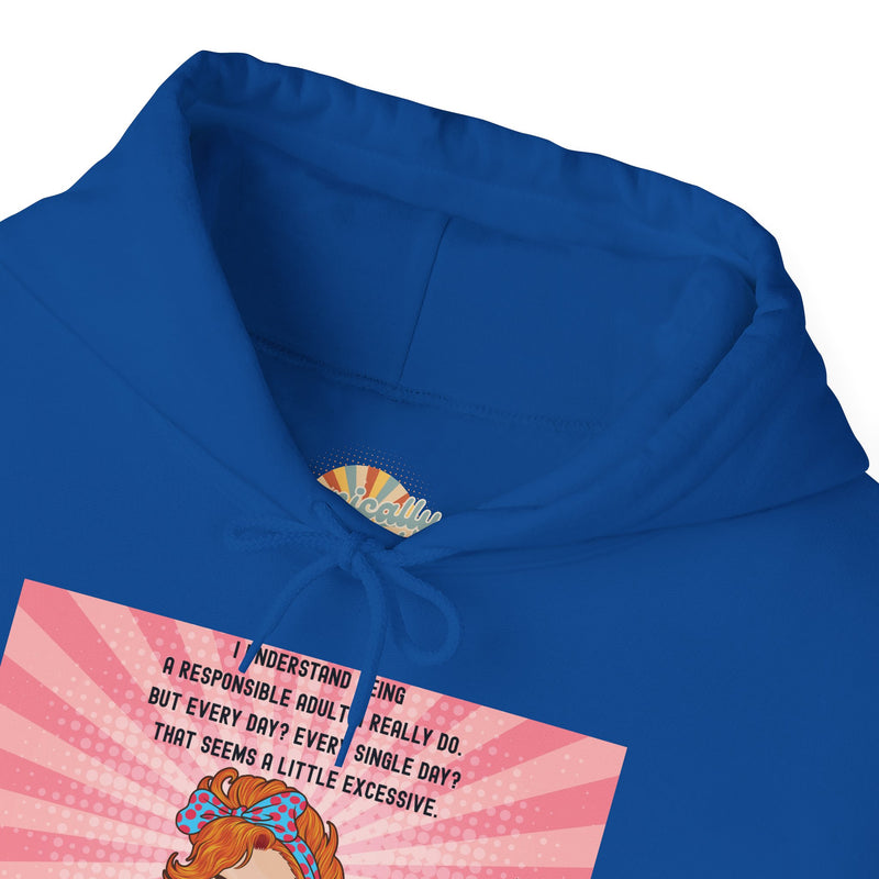 Retro Pop Art Hooded Sweatshirt — "Responsible Adult..." Graphic Hoodie