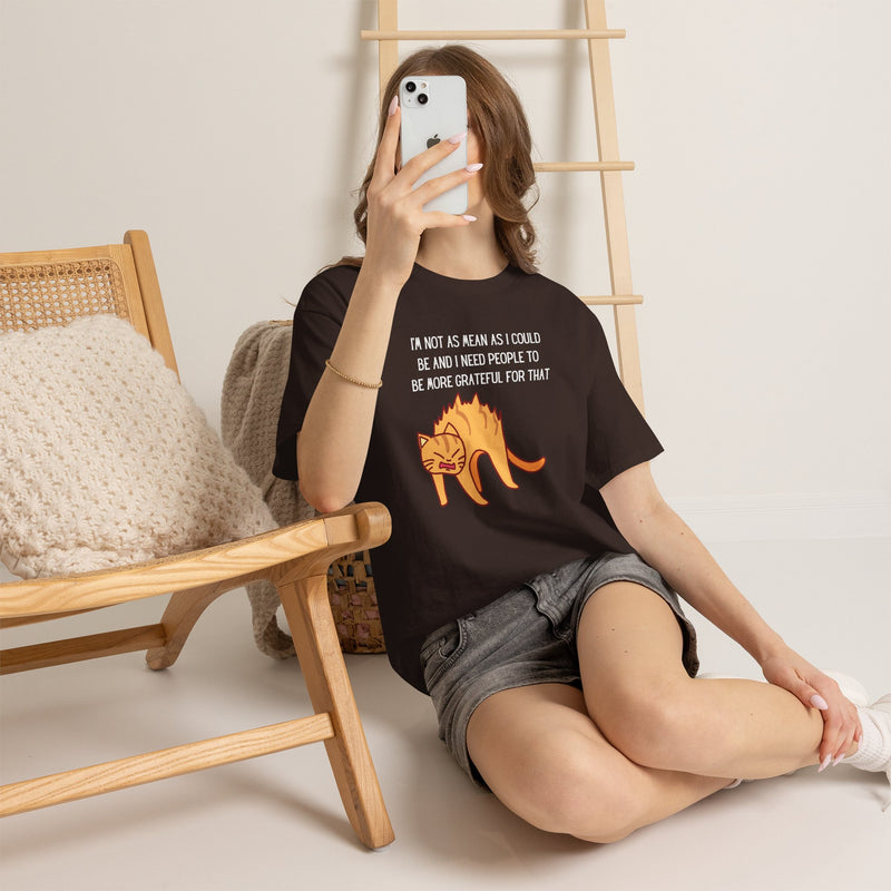 Sassy Cat Attitude T-Shirt — "I’m Not As Mean As I Could Be" Graphic Tee