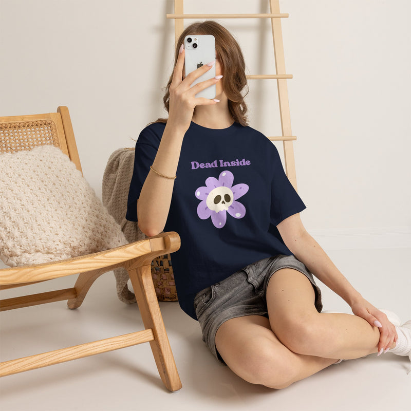 Graphic Tee — "Dead Inside" Skull Flower Mental Health Awareness T-Shirt