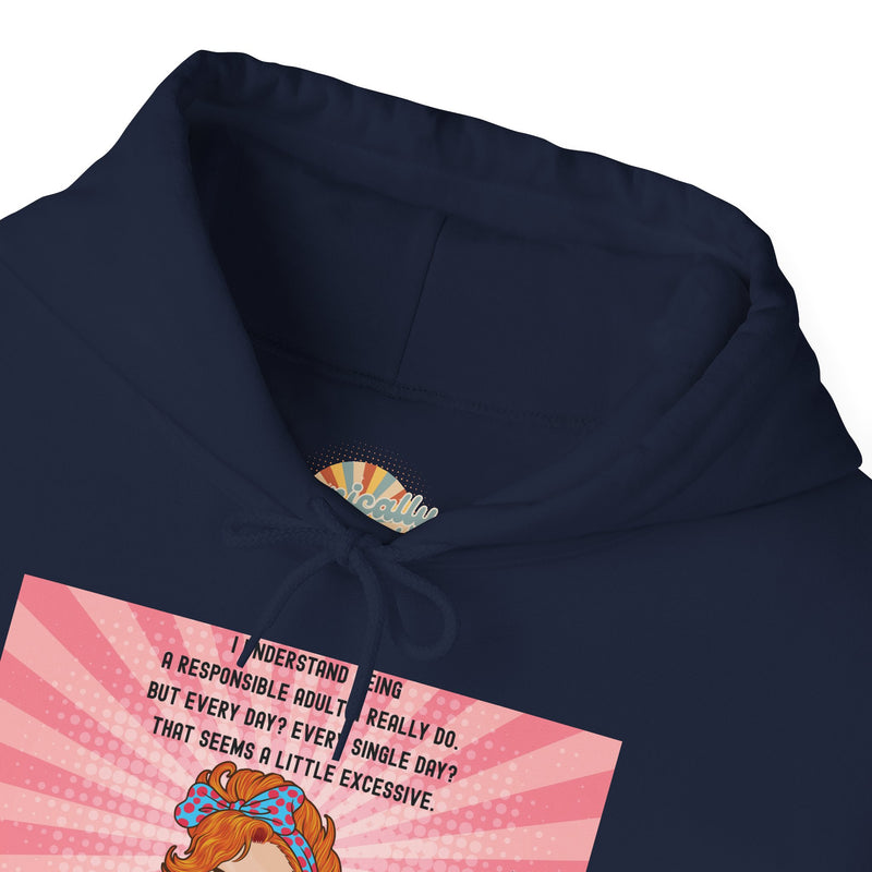 Retro Pop Art Hooded Sweatshirt — "Responsible Adult..." Graphic Hoodie