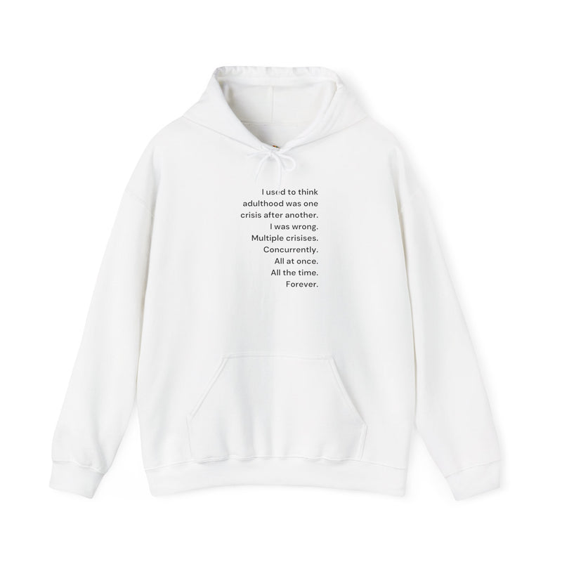 Graphic Text Hoodie — 'Adulthood' Hooded Sweatshirt