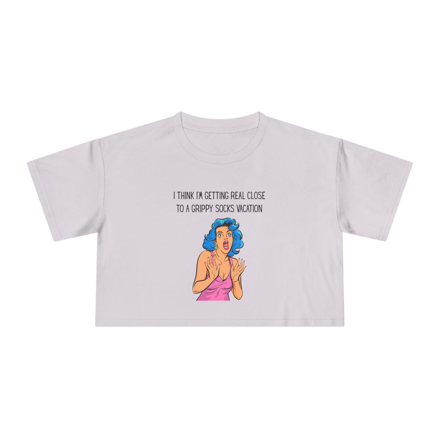 Crop Tee — Retro Pop Art 'Grippy Socks Vacation' Graphic T-shirt Top