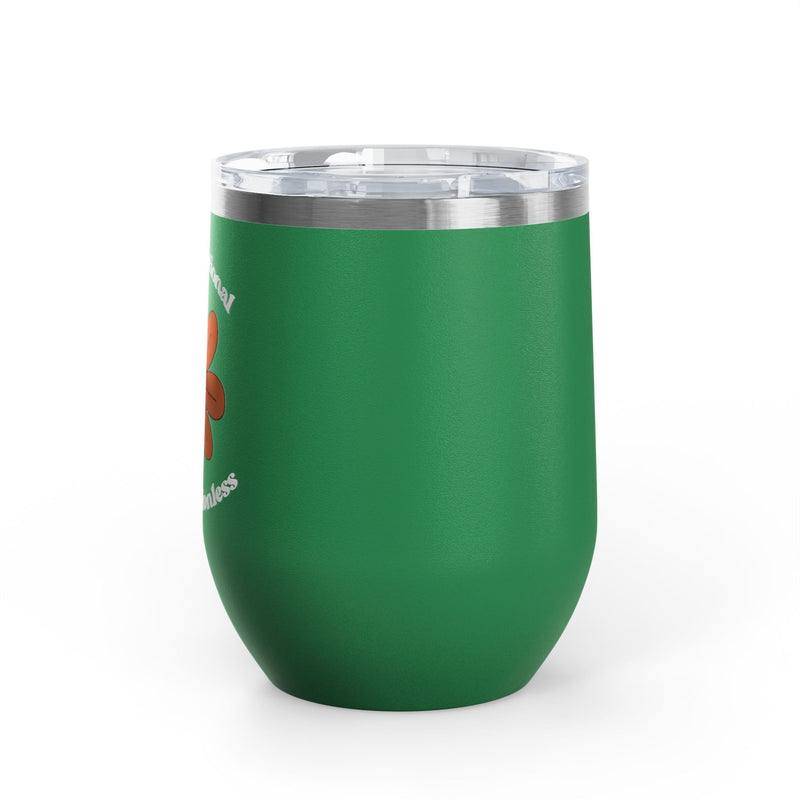 "Kinda Emotional Kinda Emotionless" Graphic Floral Skull Wine Tumbler - Stainless Steel 12oz