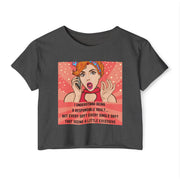 Pop Art Crop Top T-shirt — "Being Responsible Adult Every Single Day?" Graphic Tee for Women