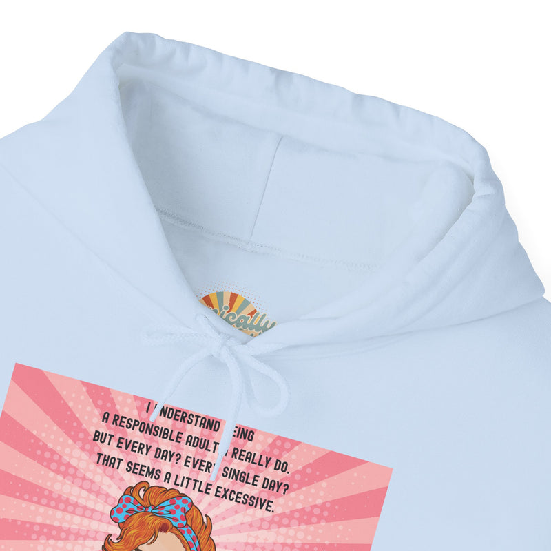 Retro Pop Art Hooded Sweatshirt — "Responsible Adult..." Graphic Hoodie