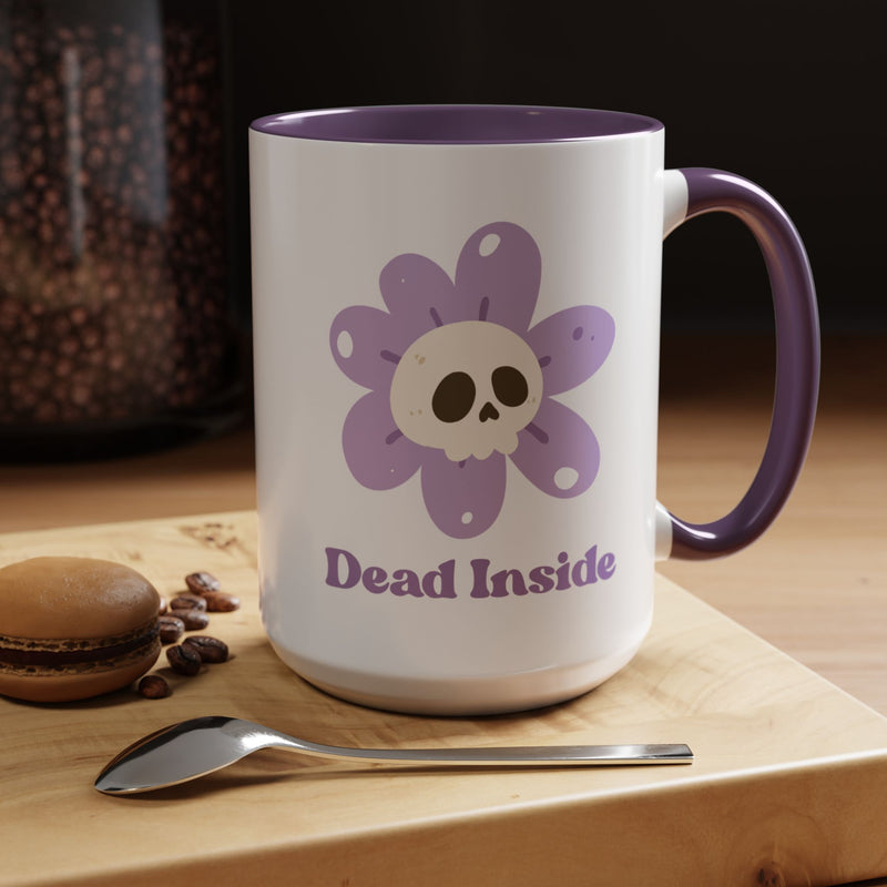 Coffee or Tea Mug — "Dead Inside" Floral Skull Accent Mug