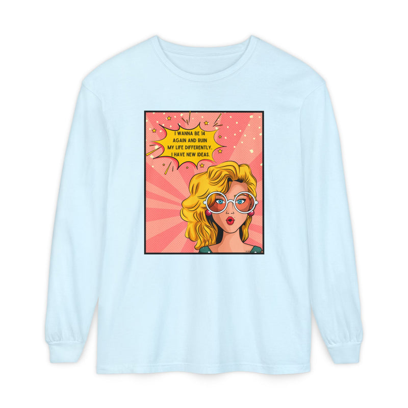 Pop Art Comic Long Sleeve Tee — "I Wanna Be in My Own Movie" Graphic Oversize T-Shirt