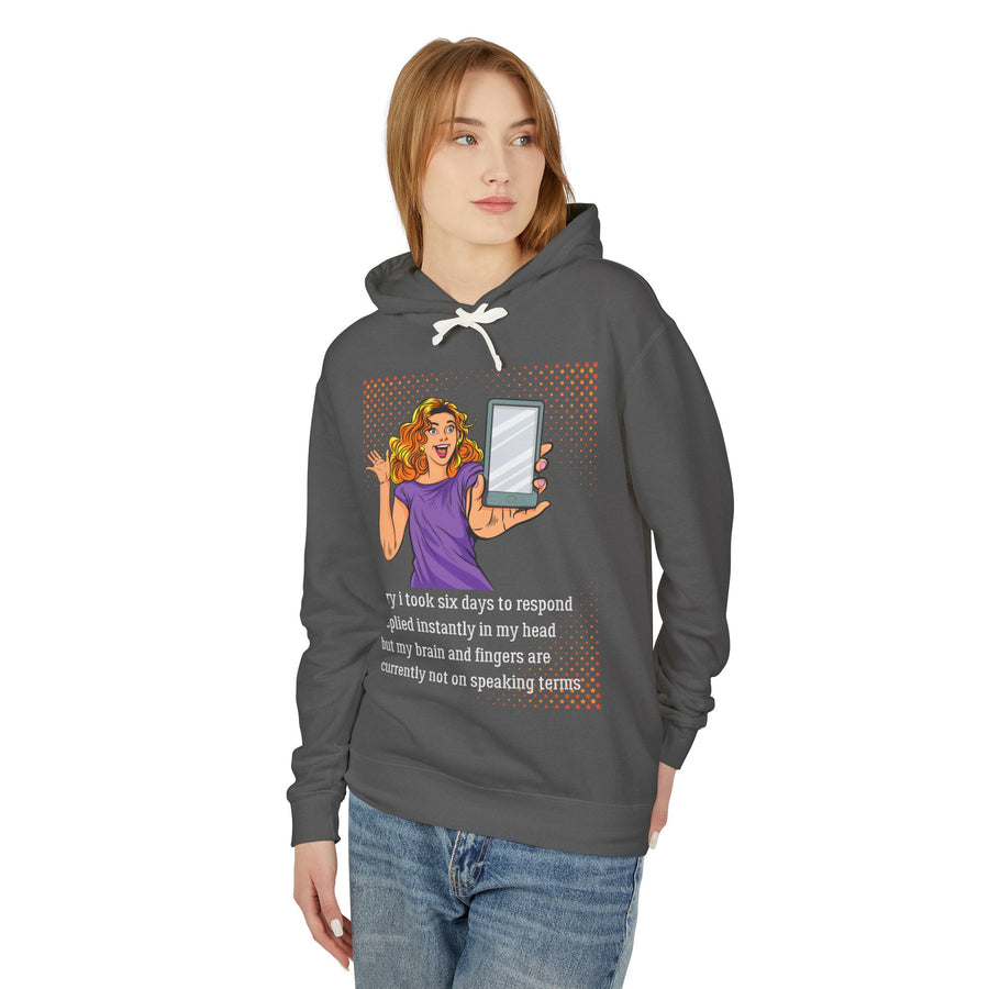 Message Delay - Unisex Lightweight Hooded Sweatshirt